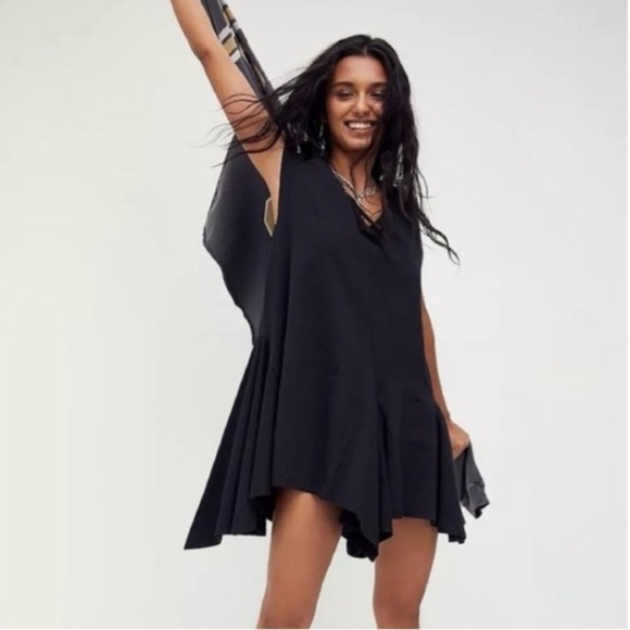 Free People Black V-Neck Dress - Picture 3 of 11
